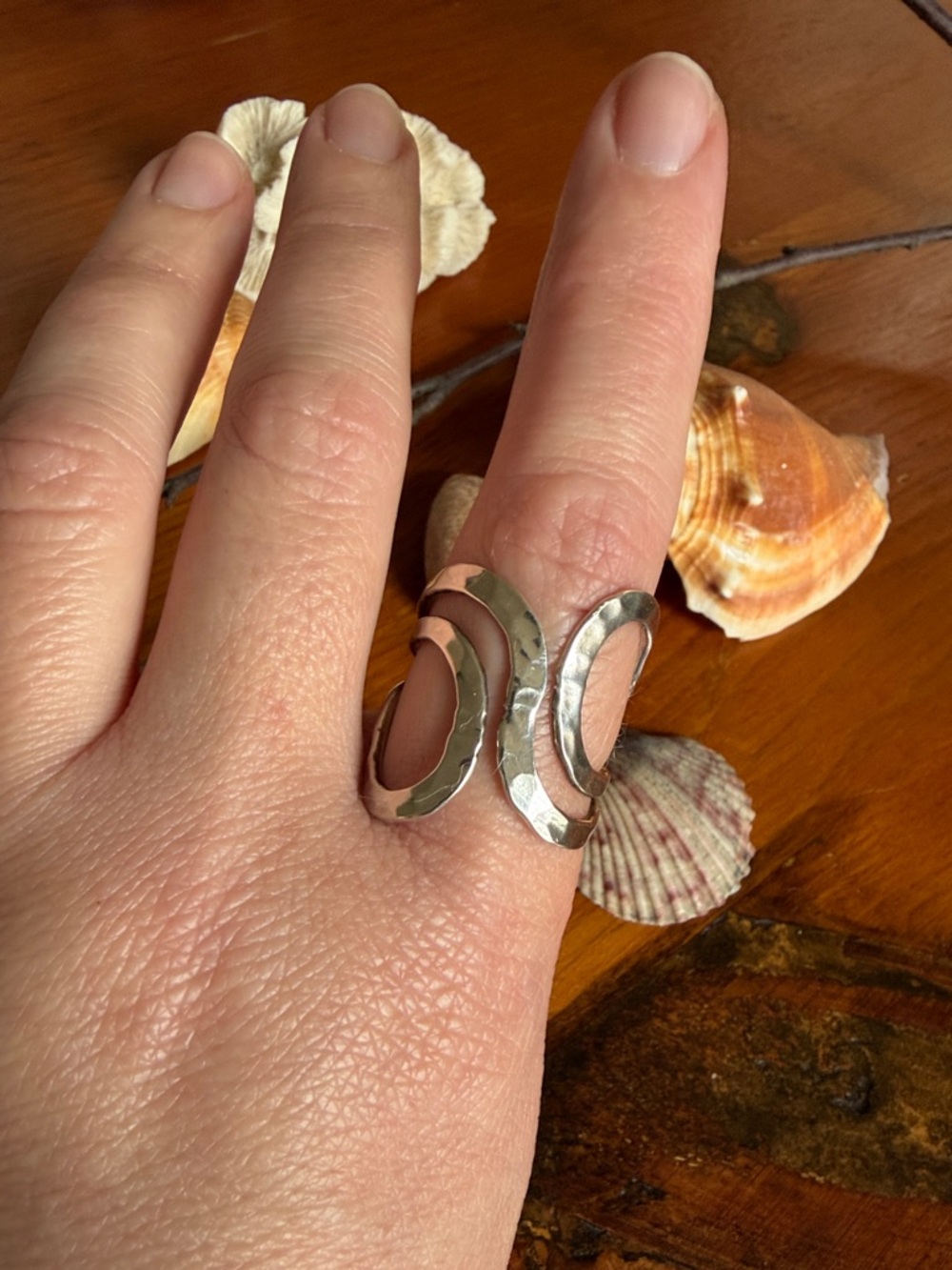 Hammered Sterling Silver Wave Ring
